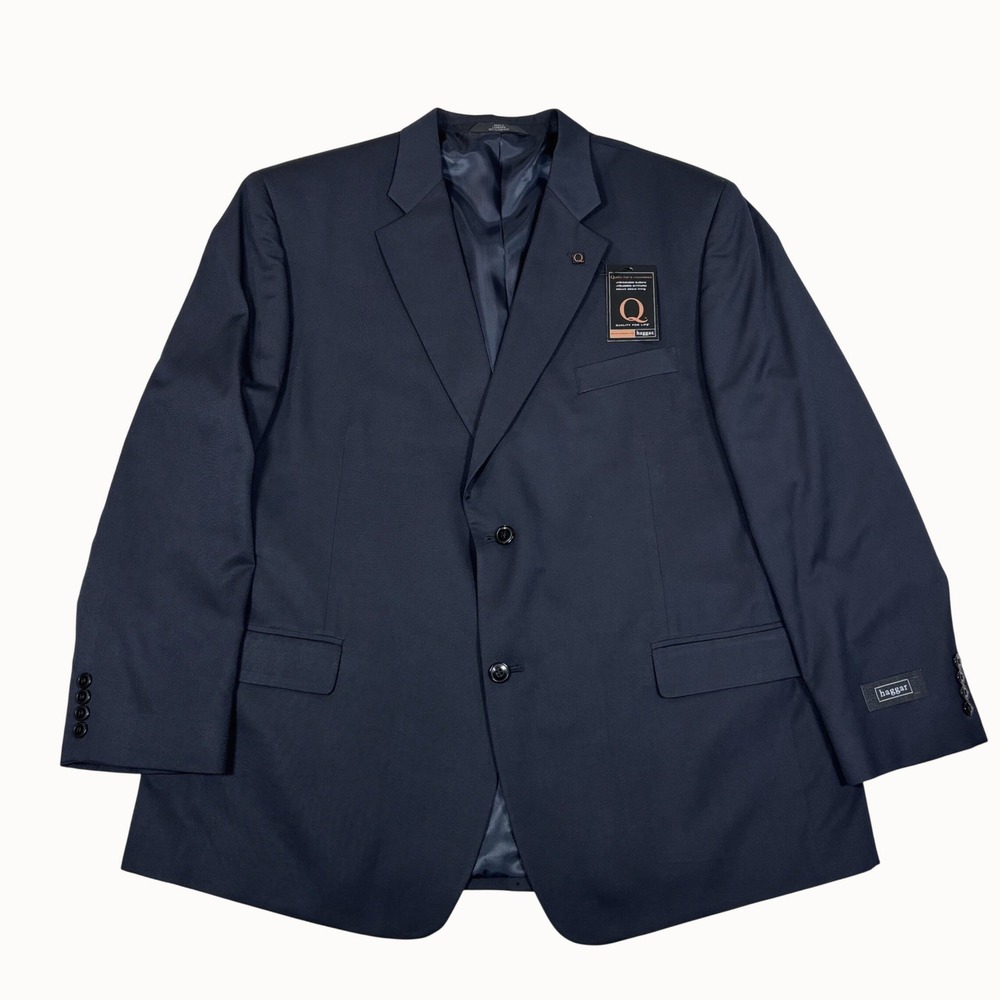 Haggar Mens 50R Dark Navy Blue Two Button Blazer Sport Coat NWT MSRP $175